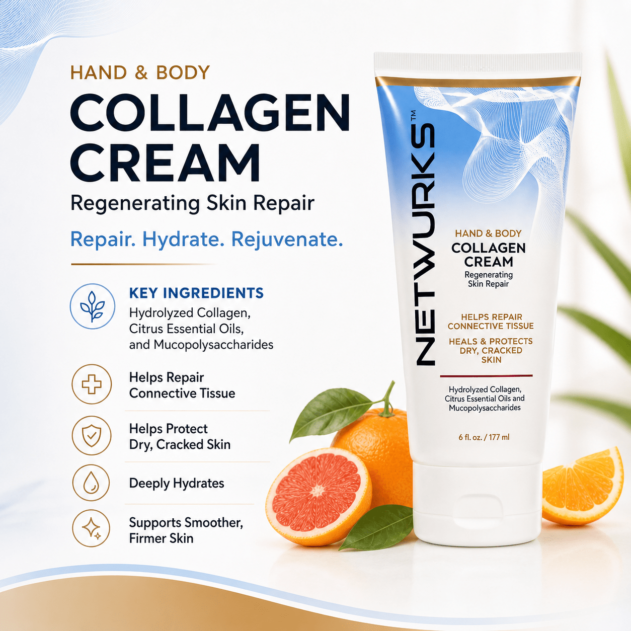 Netwurks Hand & Body Collagen Cream 6 fl. oz. - Netwurks