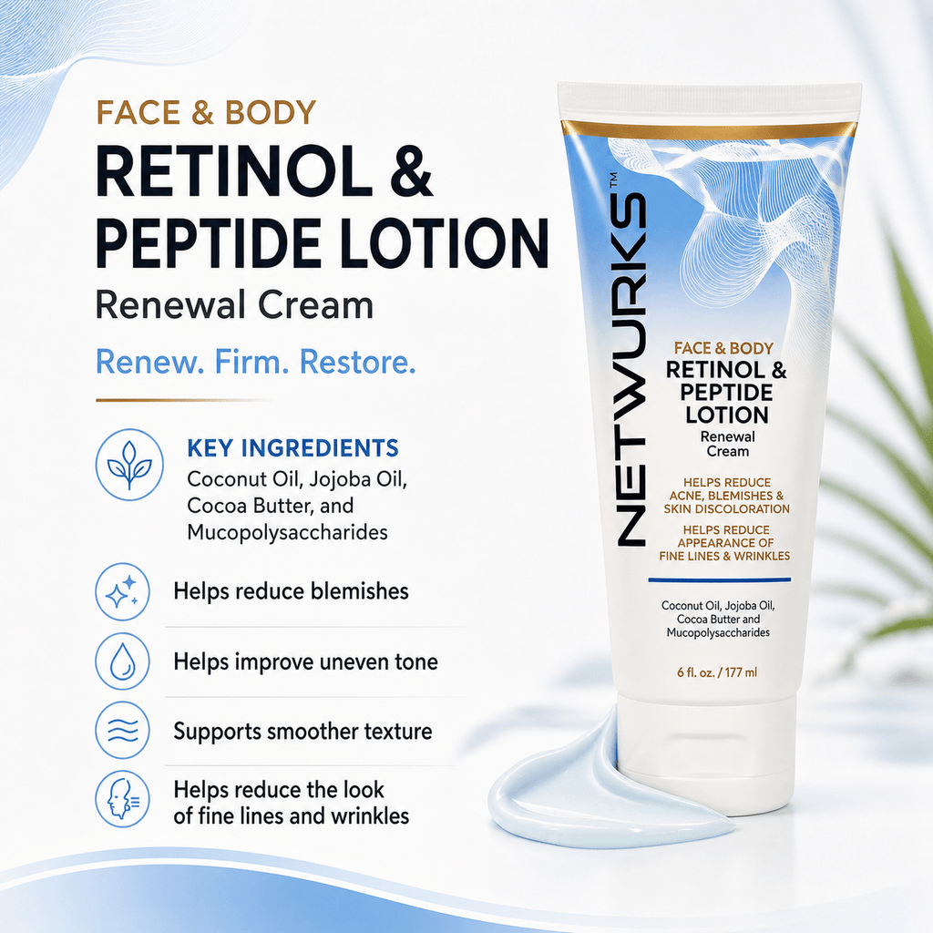 Netwurks Face & Body Retinol & Peptide Lotion 6 fl. oz. - Netwurks