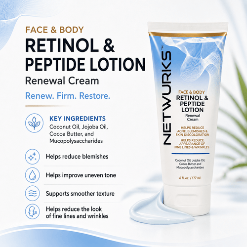 Netwurks Face & Body Retinol & Peptide Lotion 6 fl. oz. - Netwurks