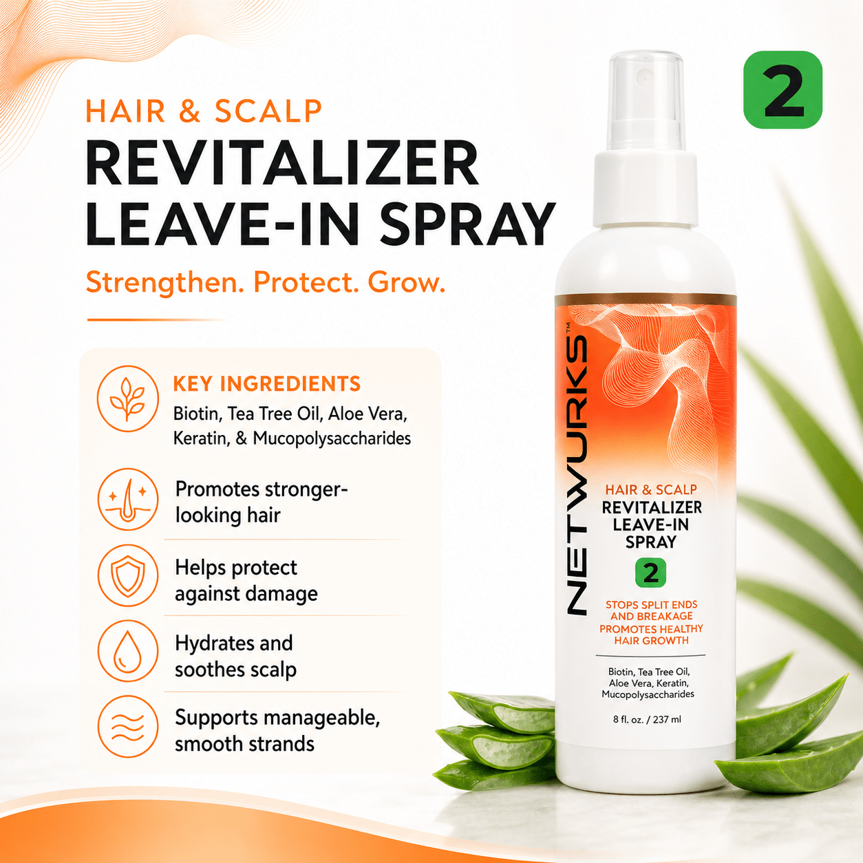 Netwurks Hair & Scalp Revitalizer Leave-In Spray 8 fl. oz. - Netwurks